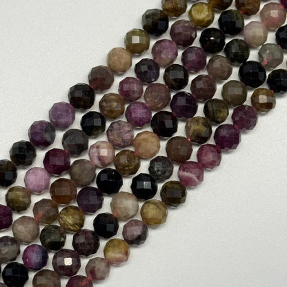 Tourmaline Multicolor Faceted Round Gemstone Beads