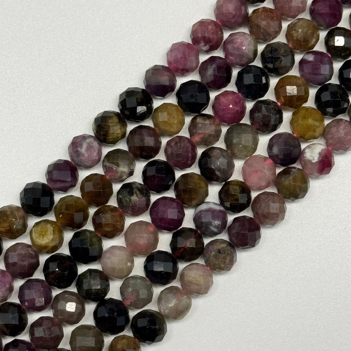 Tourmaline Multicolor Faceted Round Gemstone Beads