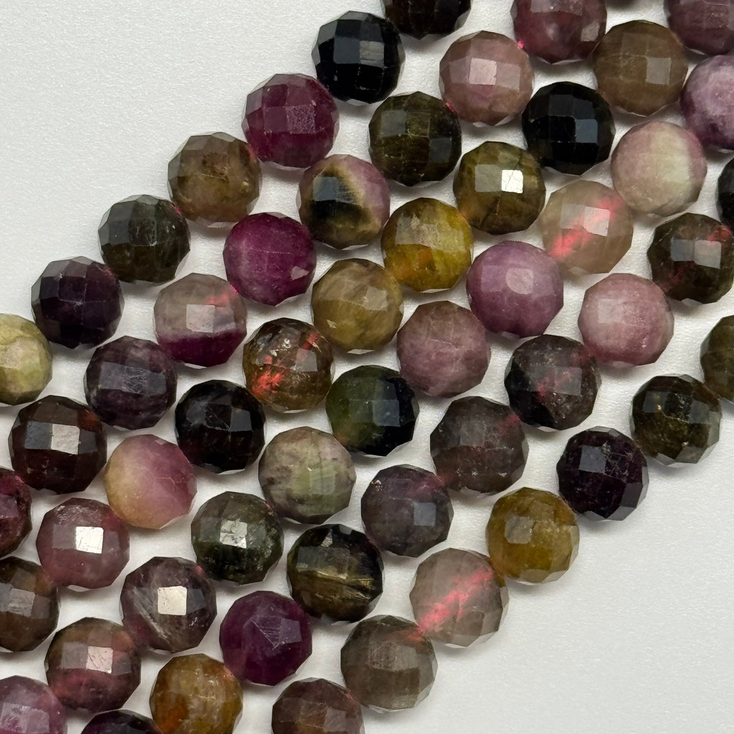 Tourmaline Multicolor Faceted Round Gemstone Beads