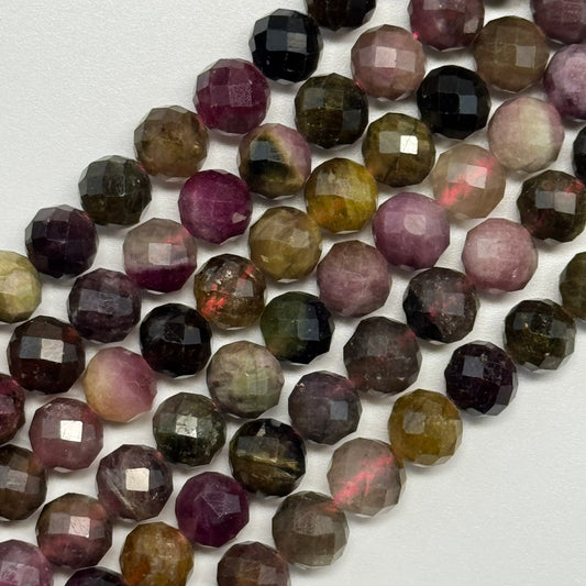 Tourmaline Multicolor Faceted Round Gemstone Beads