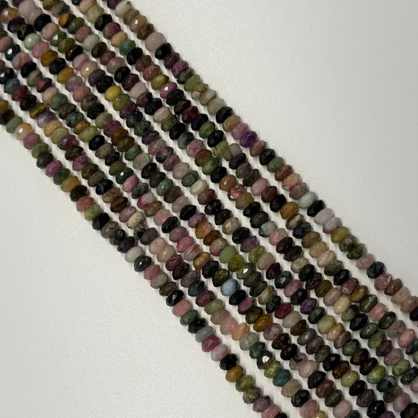 Faceted Multicolor Tourmaline Rondelle Beads