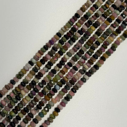 Faceted Multicolor Tourmaline Rondelle Beads
