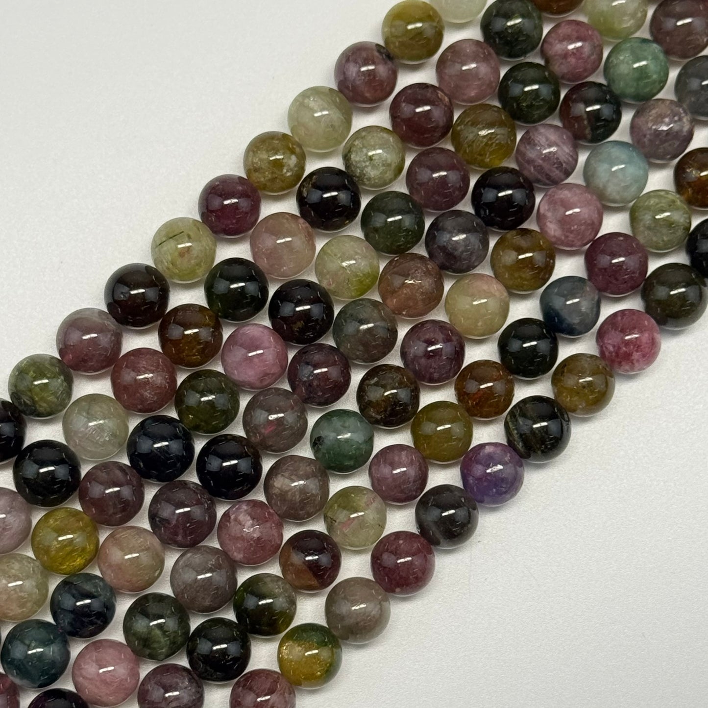 Multi-Coloured Tourmaline Polished Round Beads