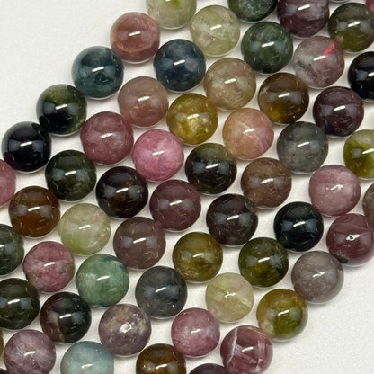 Multi-Coloured Tourmaline Polished Round Beads