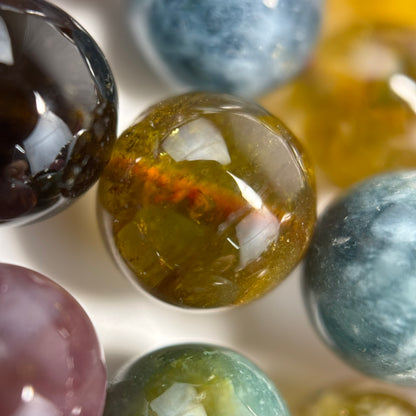 Multi-Coloured Tourmaline Polished Round Beads