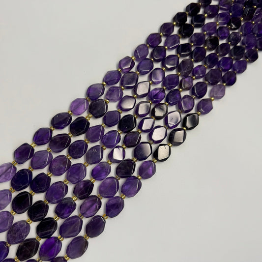 Amethyst Flat Diamond-Cut Beads