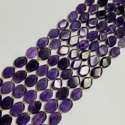 Amethyst Flat Diamond-Cut Beads