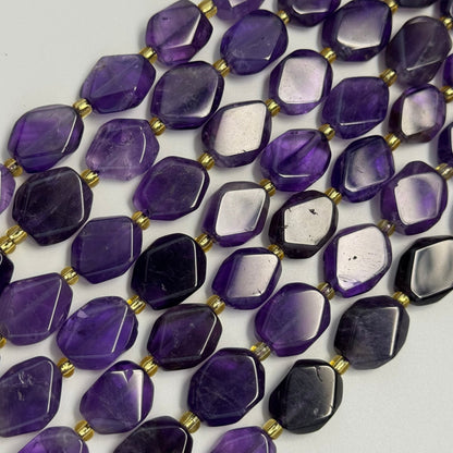 Amethyst Flat Diamond-Cut Beads