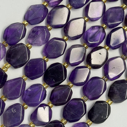 Amethyst Flat Diamond-Cut Beads