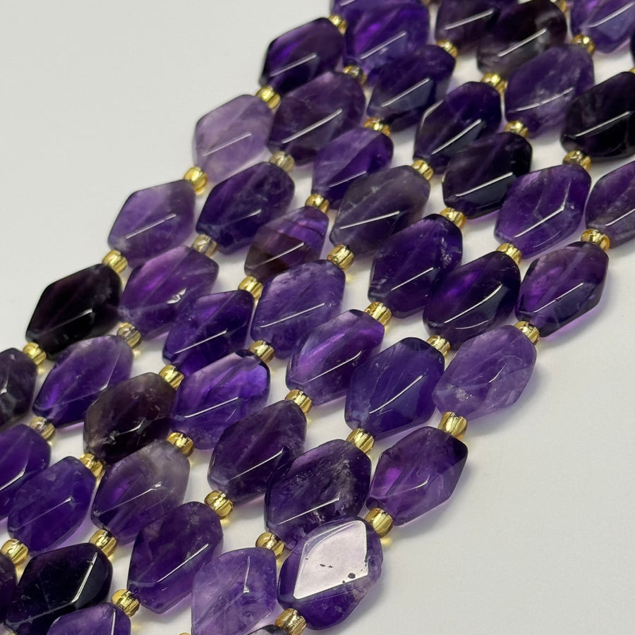 Amethyst Flat Diamond Beads