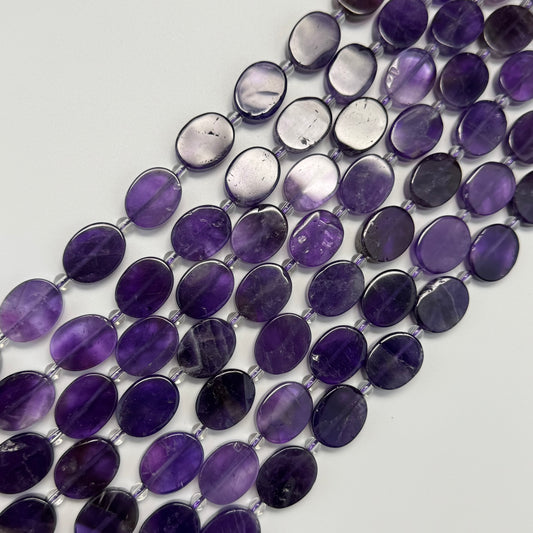 Amethyst Flat Oval Beads