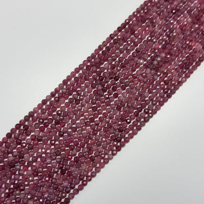 Pink Tourmaline Faceted Round Beads – October Birthstone Gemstone
