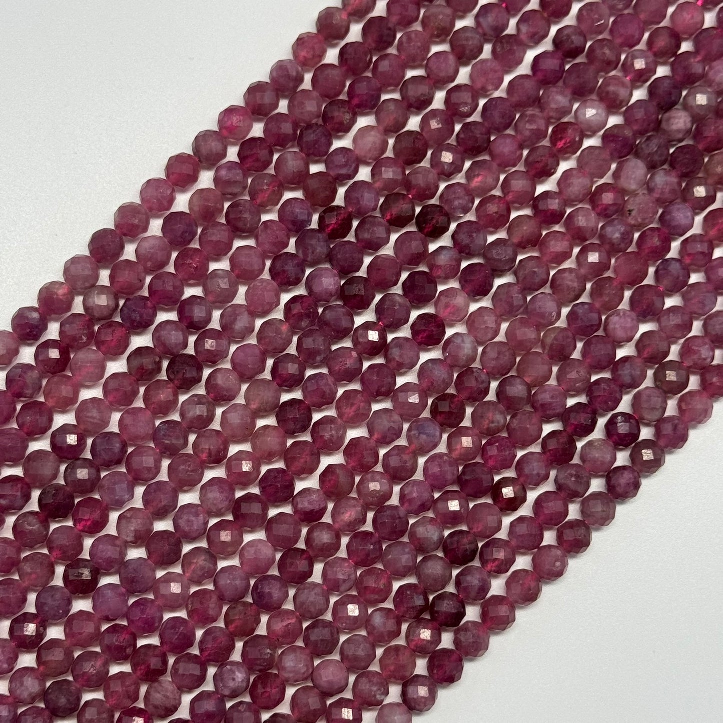 Pink Tourmaline Faceted Round Beads – October Birthstone Gemstone