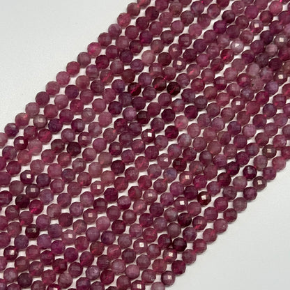 Pink Tourmaline Faceted Round Beads – October Birthstone Gemstone