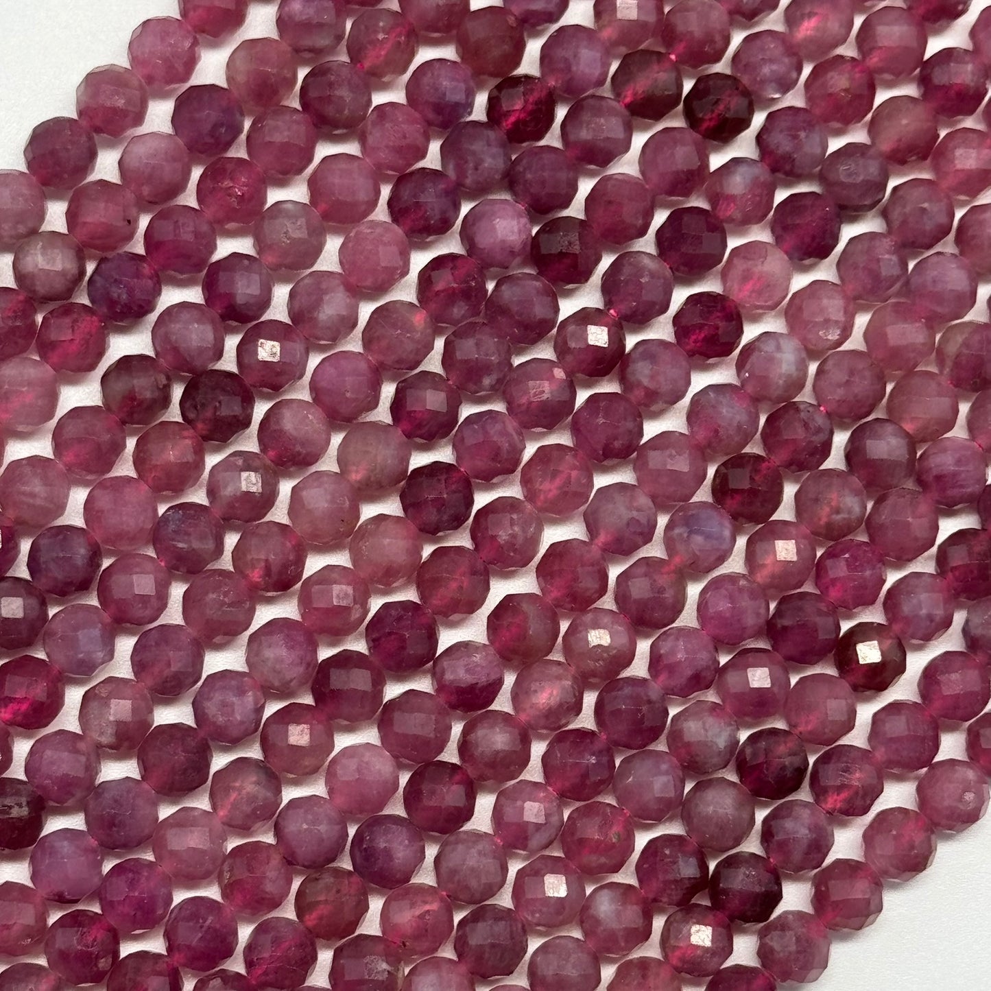 Pink Tourmaline Faceted Round Beads – October Birthstone Gemstone