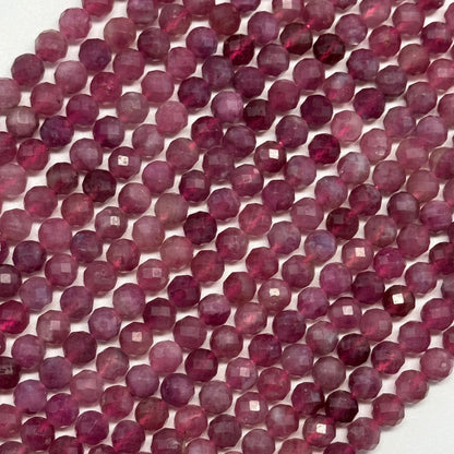 Pink Tourmaline Faceted Round Beads – October Birthstone Gemstone