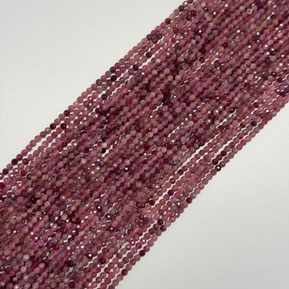 Pink Tourmaline Faceted Round Beads – October Birthstone Gemstone