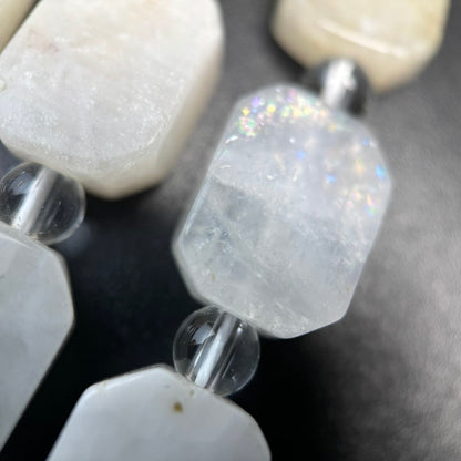 Moonstone Rainbow Rectangular Beads - (A Quality)