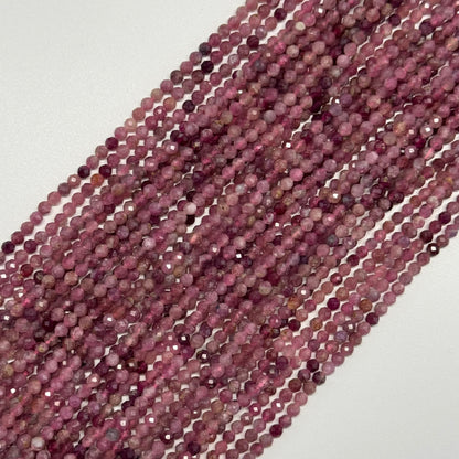 Pink Tourmaline Faceted Round Beads – October Birthstone Gemstone