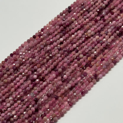 Pink Tourmaline Faceted Round Beads – October Birthstone Gemstone