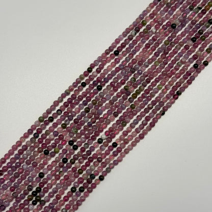 Pink Tourmaline Polished Round Beads for October Birthstone Jewelry