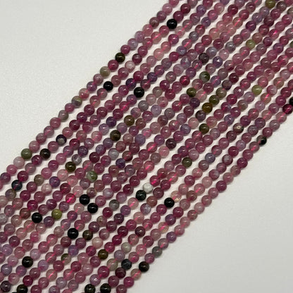 Pink Tourmaline Polished Round Beads for October Birthstone Jewelry