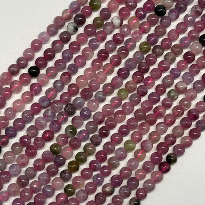 Pink Tourmaline Polished Round Beads for October Birthstone Jewelry