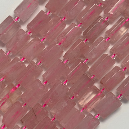 Rose Quartz Cylinder Beads
