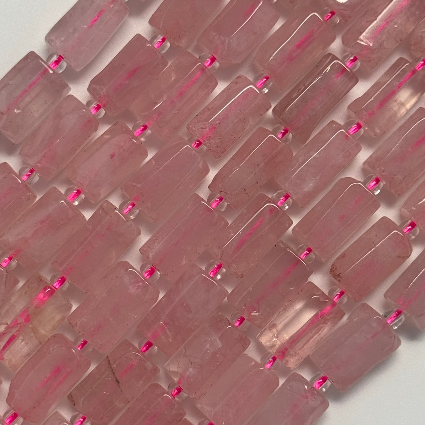 Rose Quartz Cylinder Beads