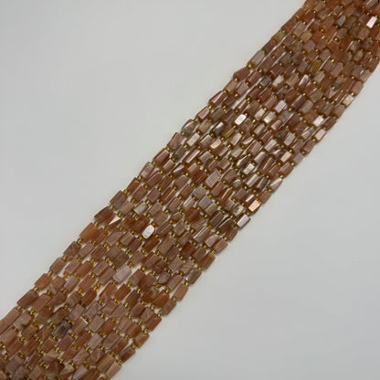 Sunstone Moonstone Cylinder Beads - (A Quality)
