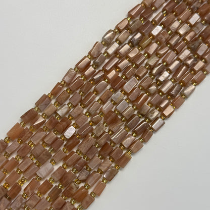Sunstone Moonstone Cylinder Beads - (A Quality)