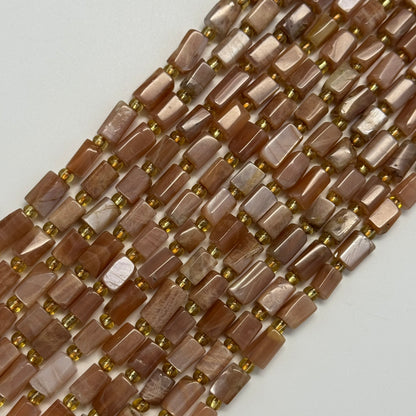 Sunstone Moonstone Cylinder Beads - (A Quality)
