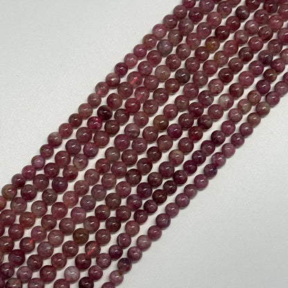 Pink Tourmaline Polished Round Beads for October Birthstone Jewelry