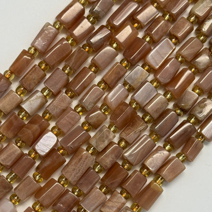 Sunstone Moonstone Cylinder Beads - (A Quality)