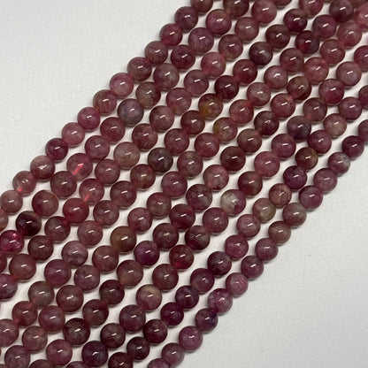 Pink Tourmaline Polished Round Beads for October Birthstone Jewelry