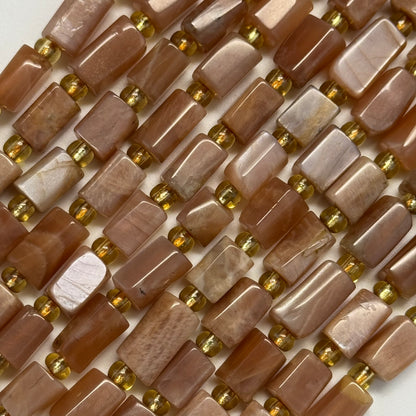 Sunstone Moonstone Cylinder Beads - (A Quality)
