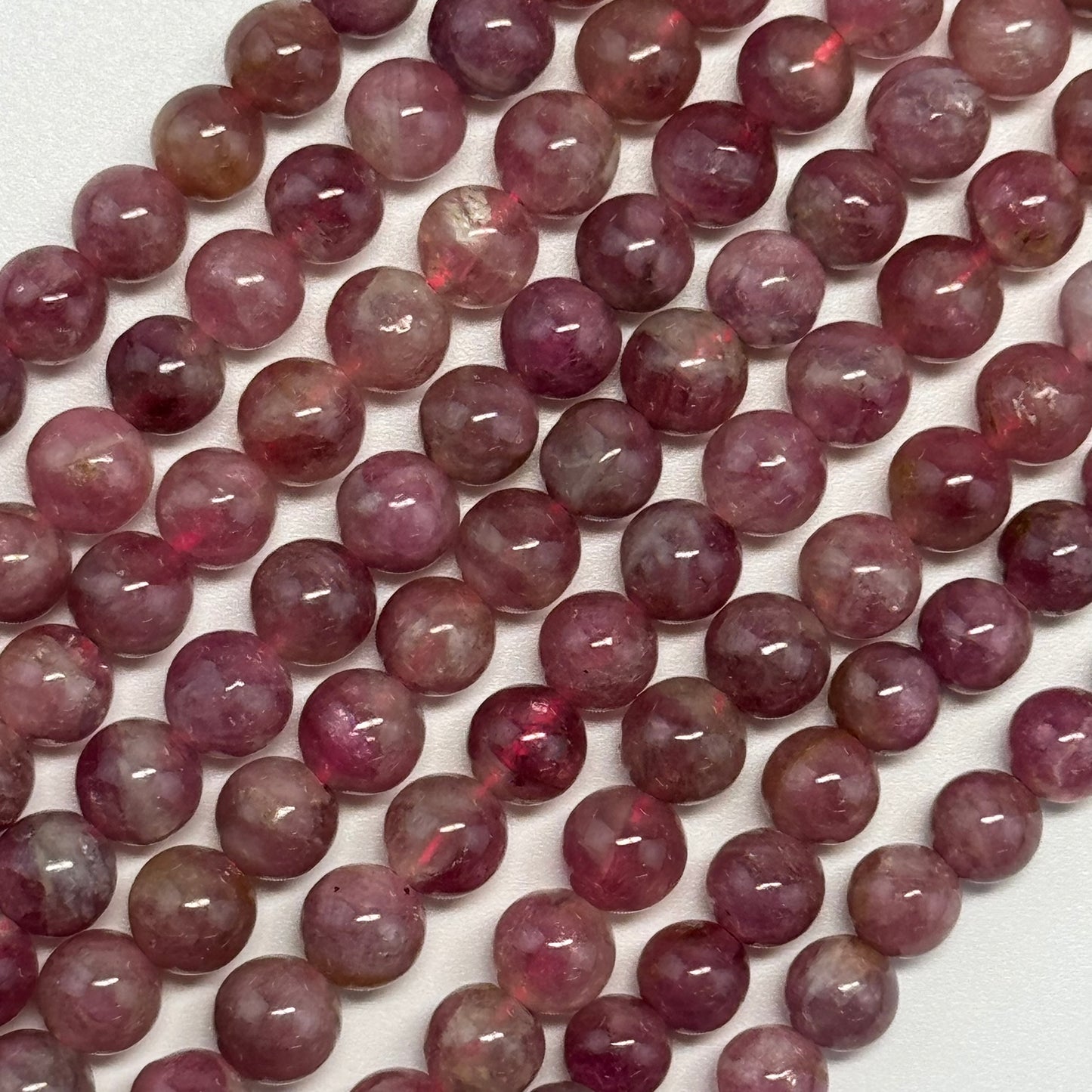 Pink Tourmaline Polished Round Beads for October Birthstone Jewelry