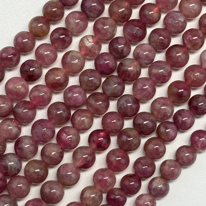 Pink Tourmaline Polished Round Beads for October Birthstone Jewelry