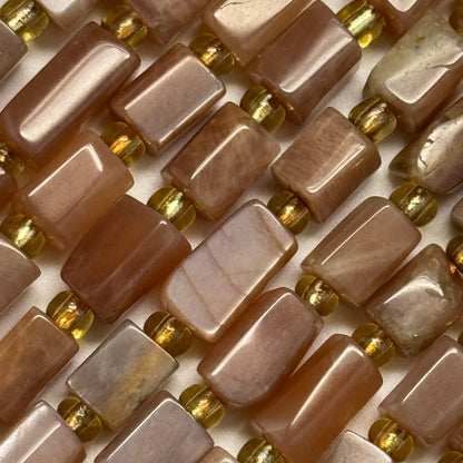 Sunstone Moonstone Cylinder Beads - (A Quality)