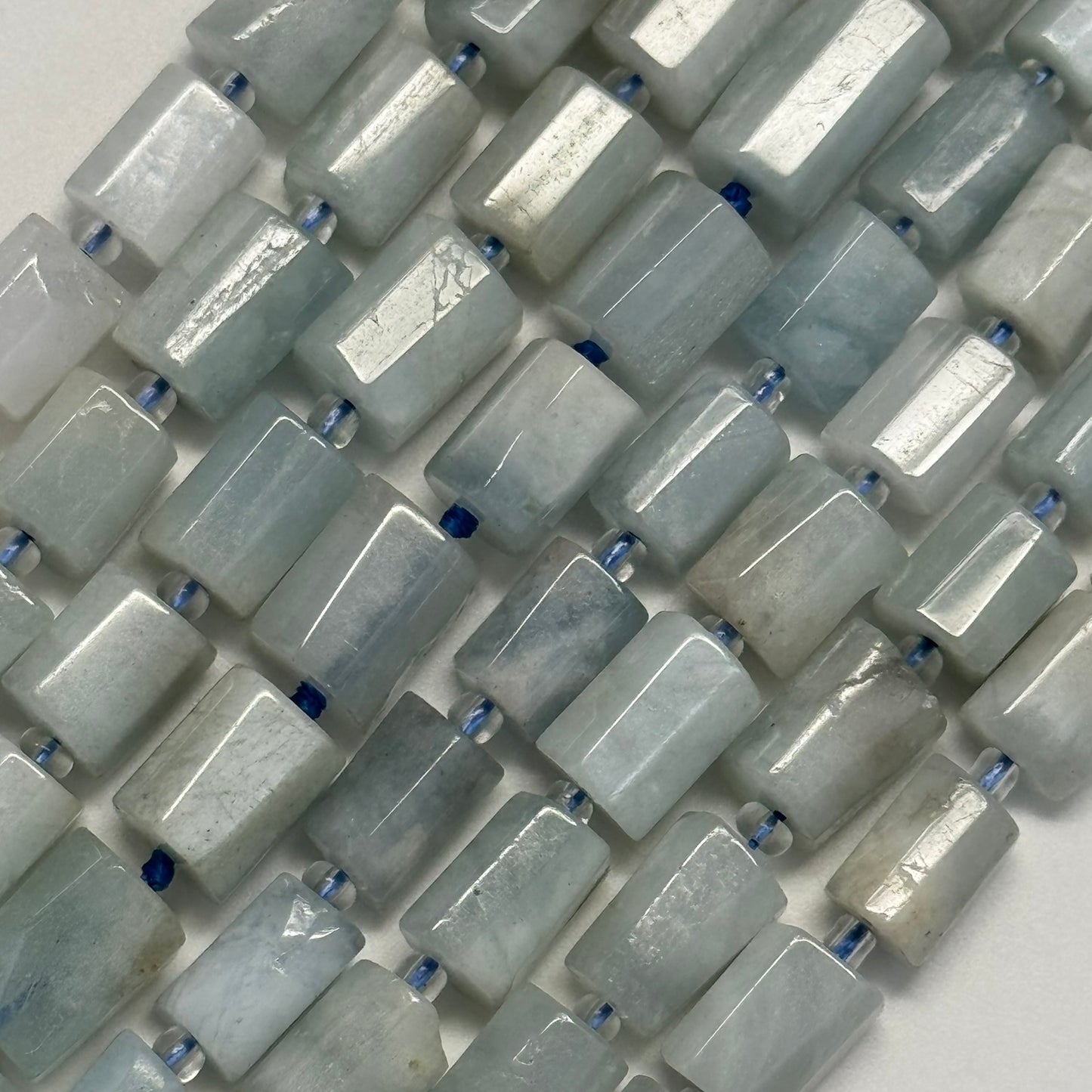 Aquamarine Cylinder Beads