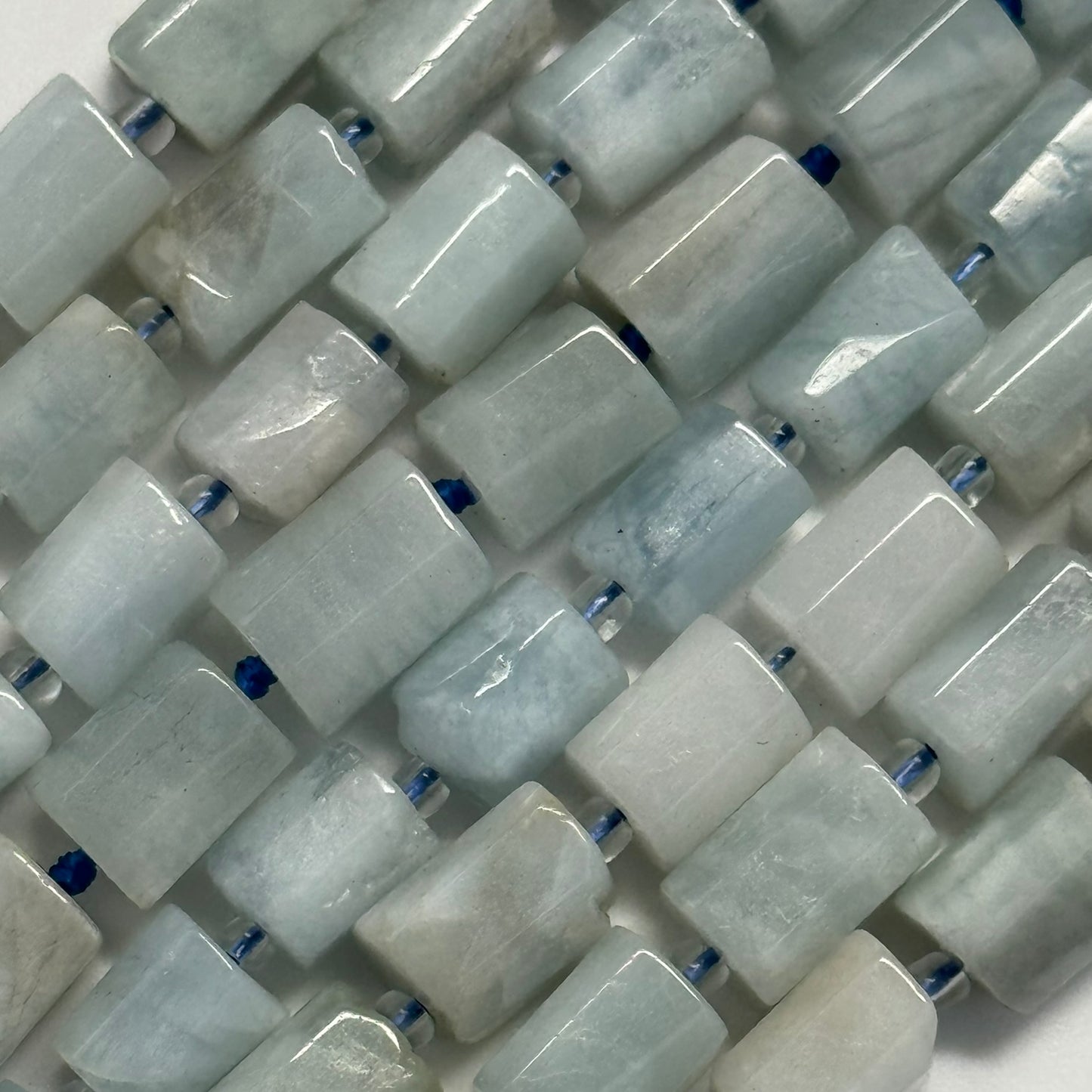 Aquamarine Cylinder Beads