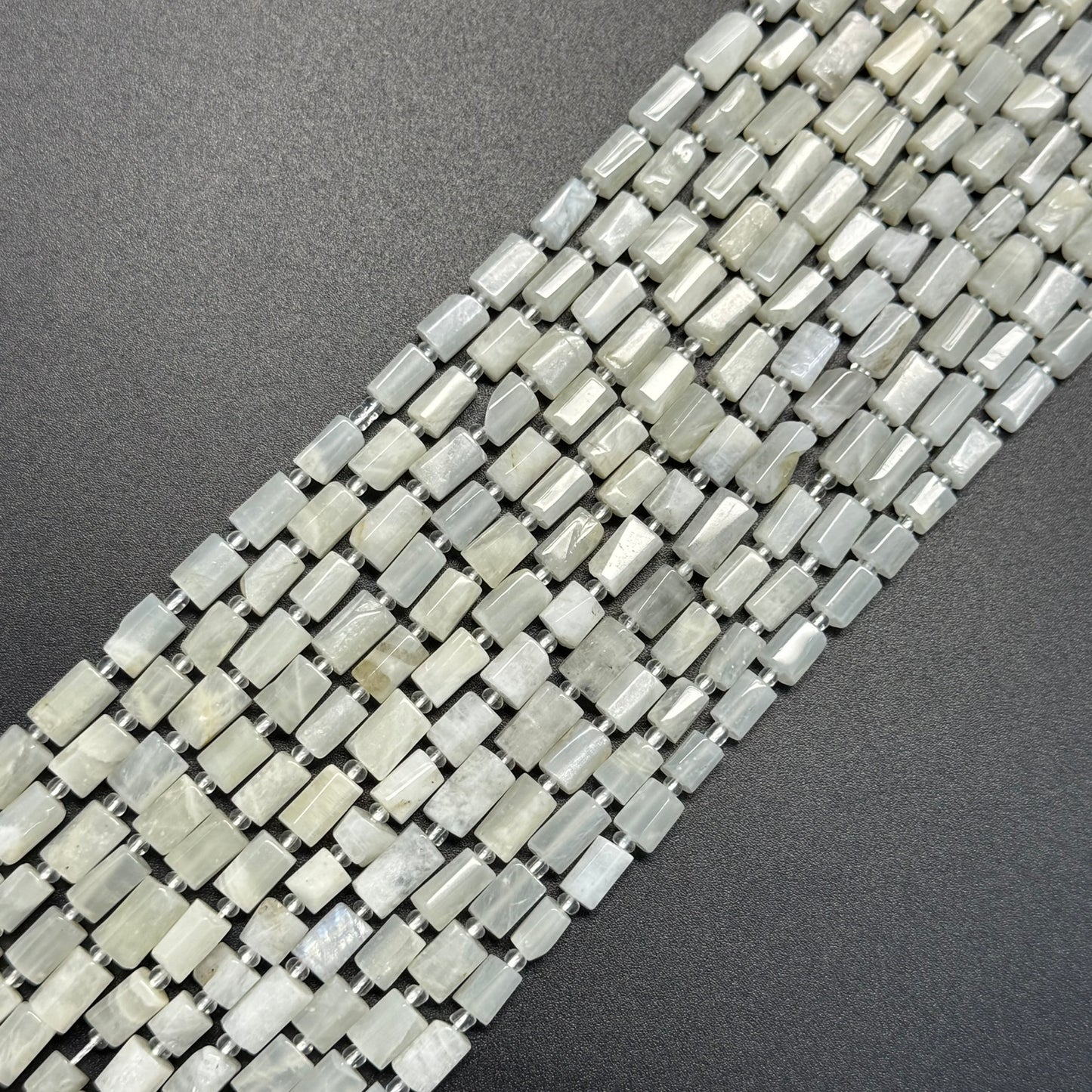 White Moonstone Cylinder Beads