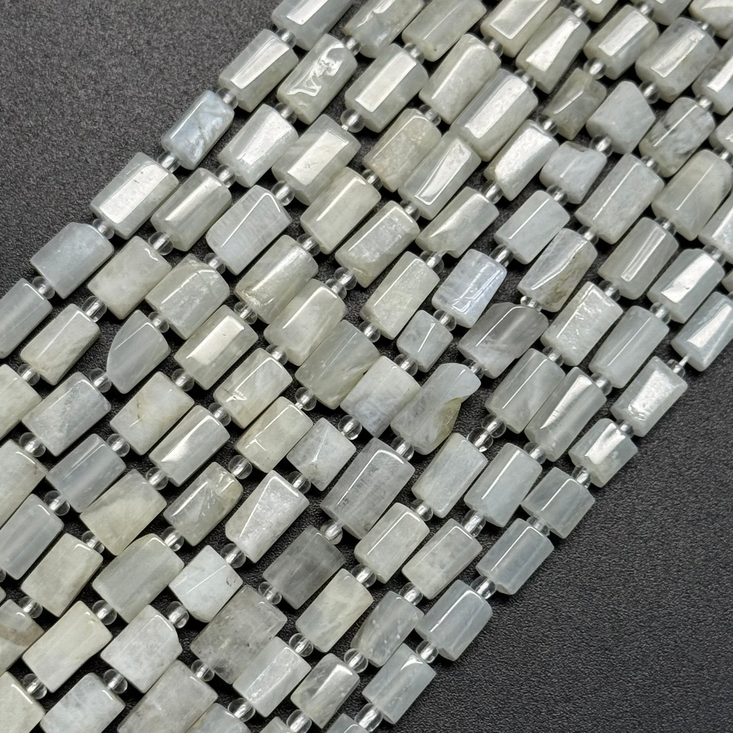 White Moonstone Cylinder Beads