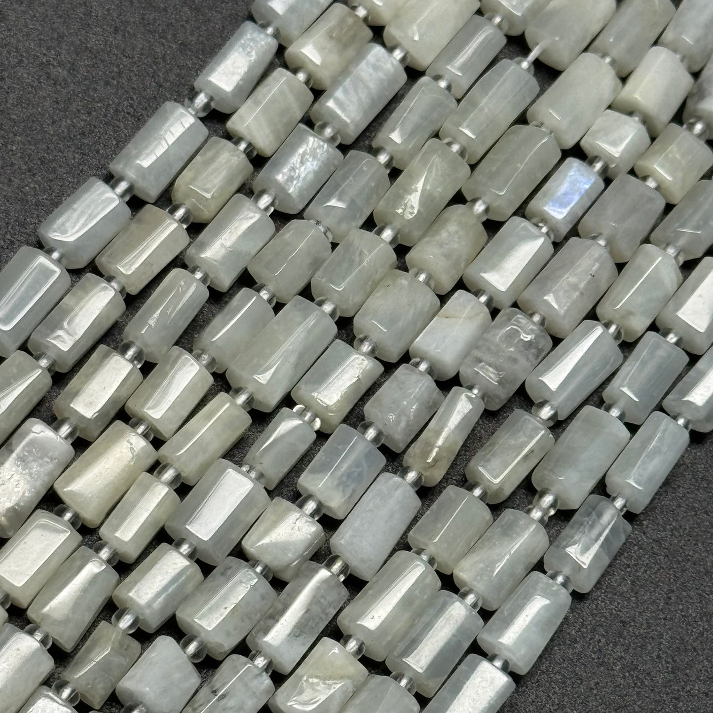 White Moonstone Cylinder Beads