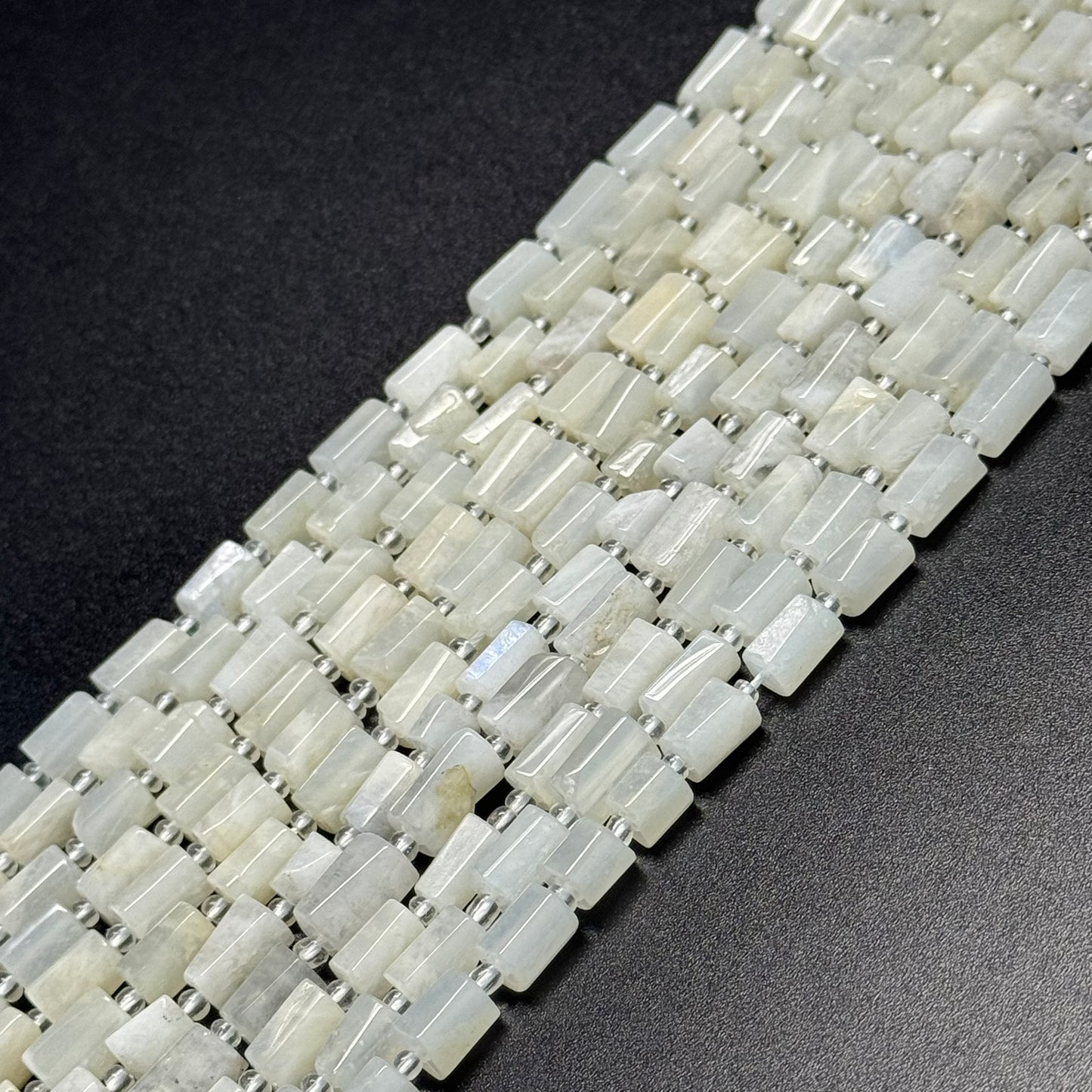 White Moonstone Cylinder Beads