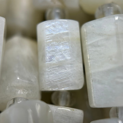 White Moonstone Cylinder Beads