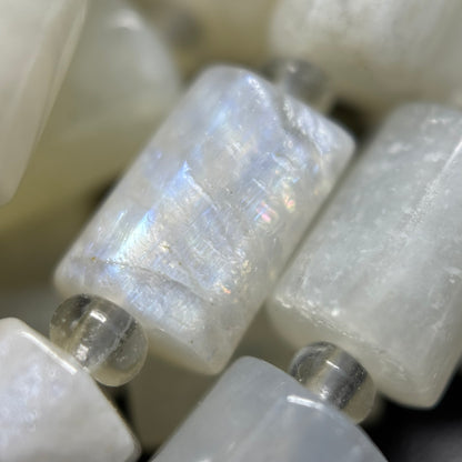 White Moonstone Cylinder Beads