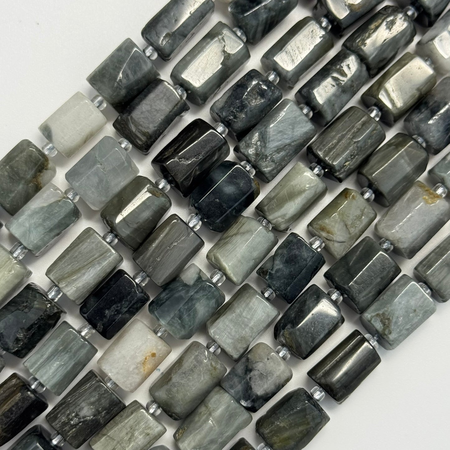 Hawk's Eye Cylinder Beads
