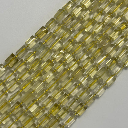 Lemon Quartz Cylinder Beads