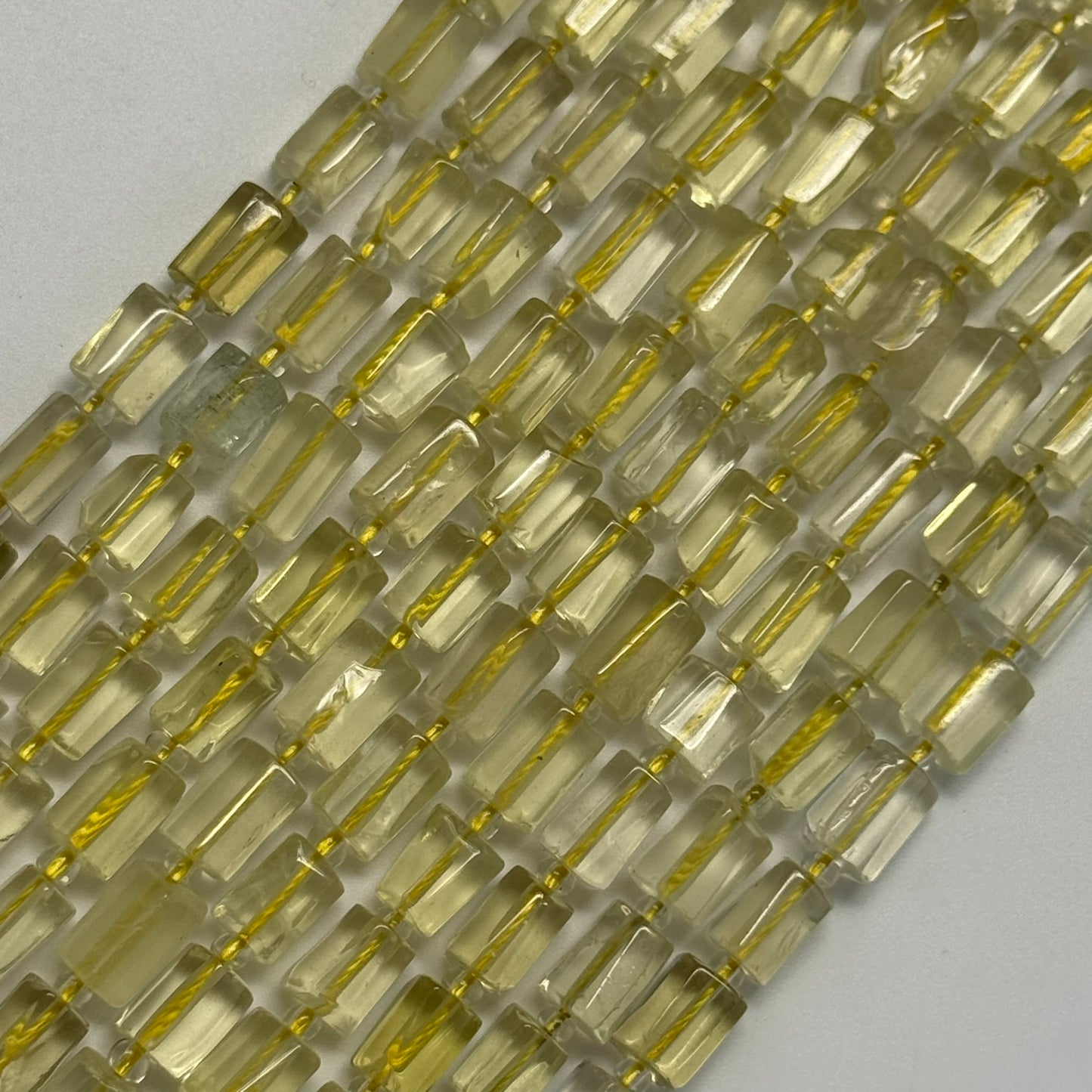 Lemon Quartz Cylinder Beads